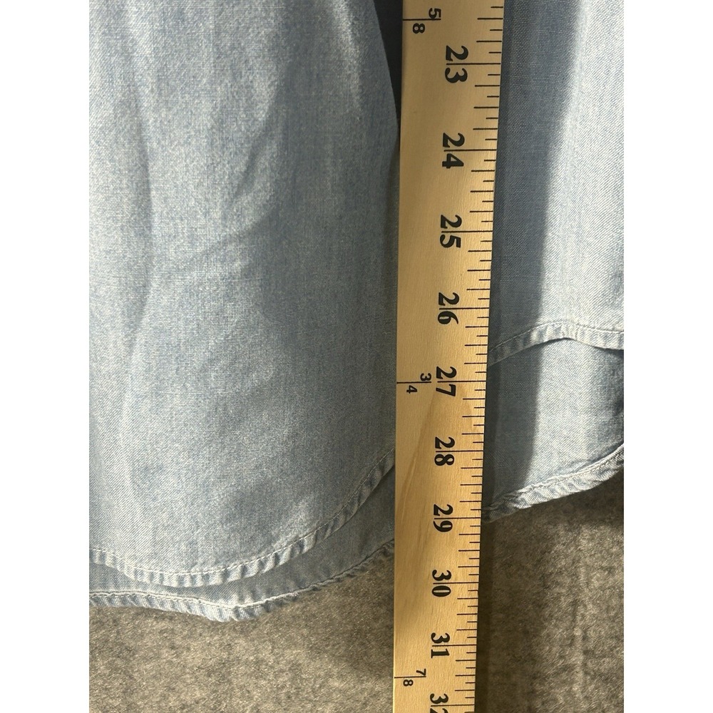 Vintage Tommy Jeans Light Blue Chambray Button Down Shirt Crest Logo Sz‎ Lrg - Picture 4 of 8